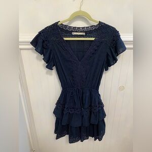 Chelsea & Violet Navy Mini Dress with Lace